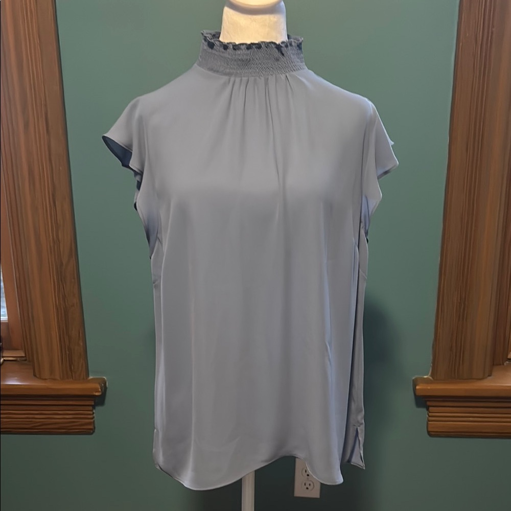 Elegant Women's Dusty Blue Top with Flutter sleeves
